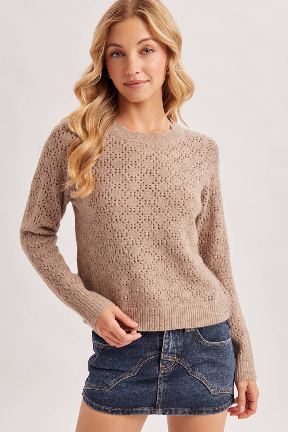 Scalloped Neck Sweater