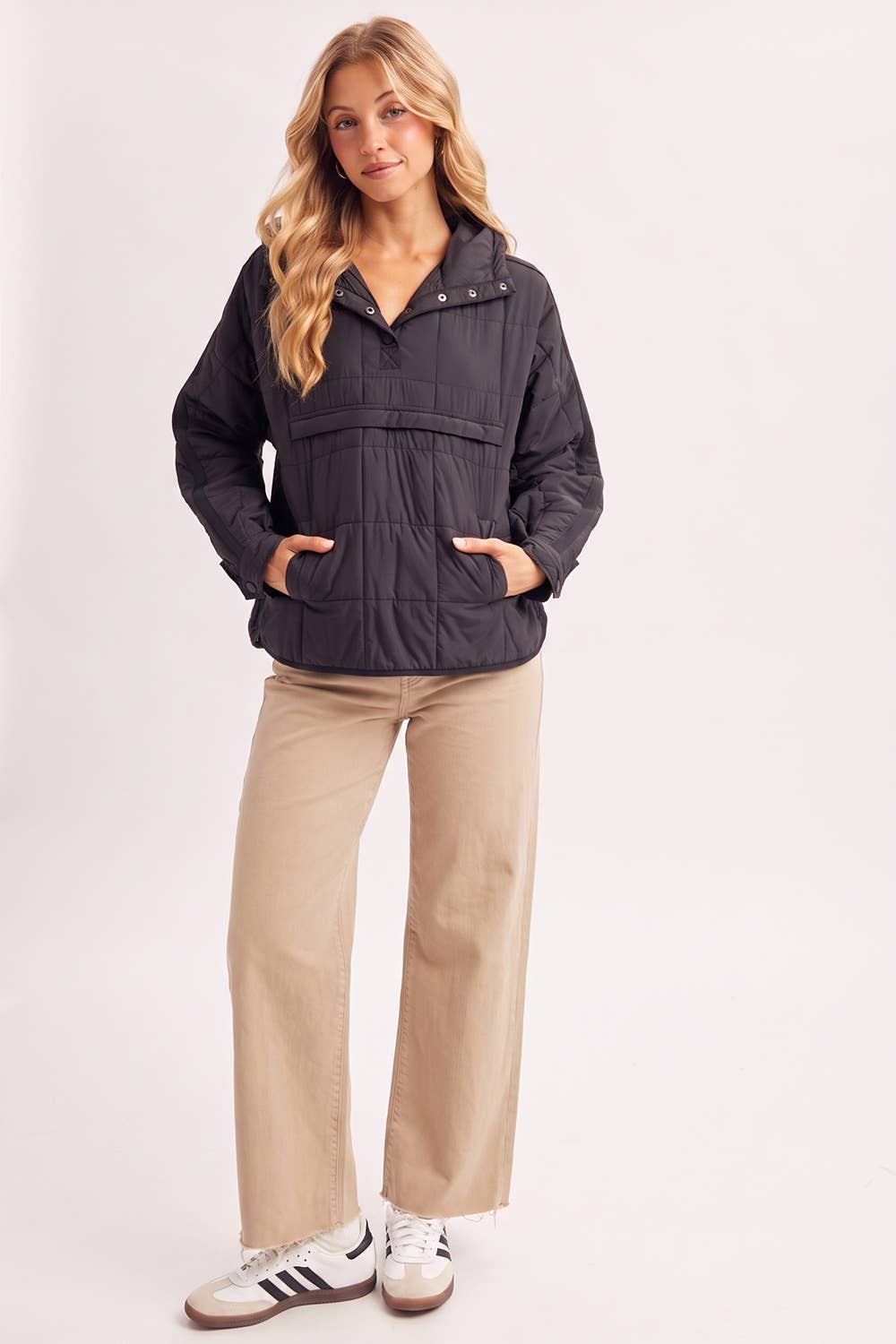 Quilted Hooded Pullover