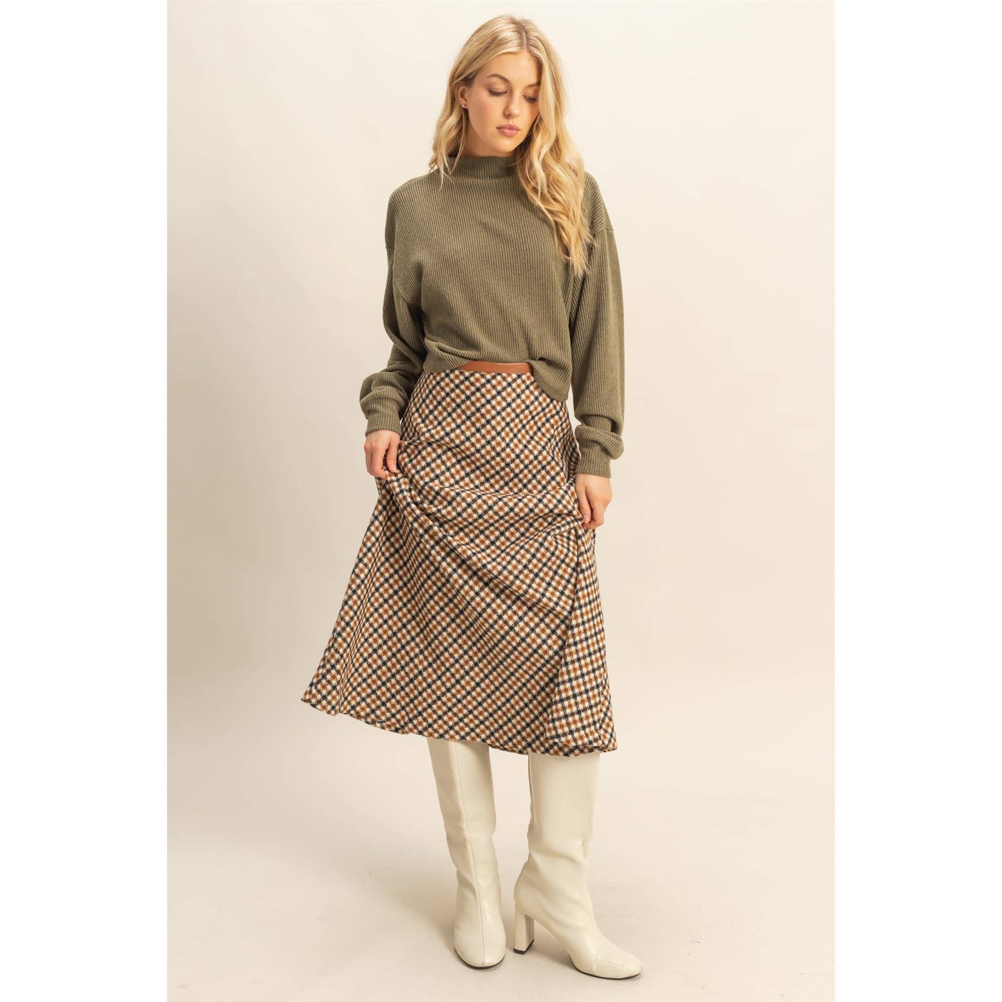 Checkered Midi Skirt