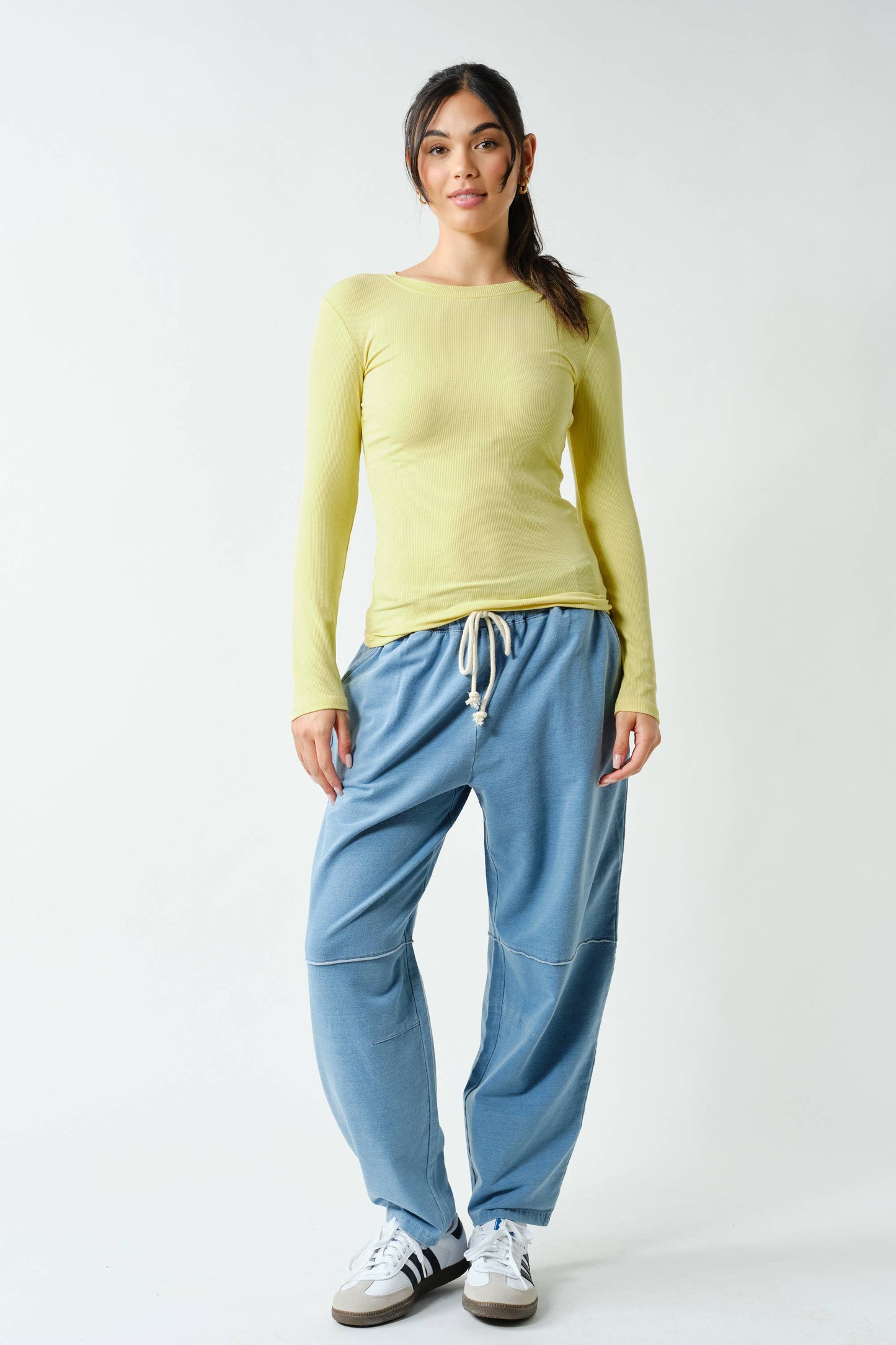 Essential Long-Sleeved Micro-Ribbed Athleisure Top