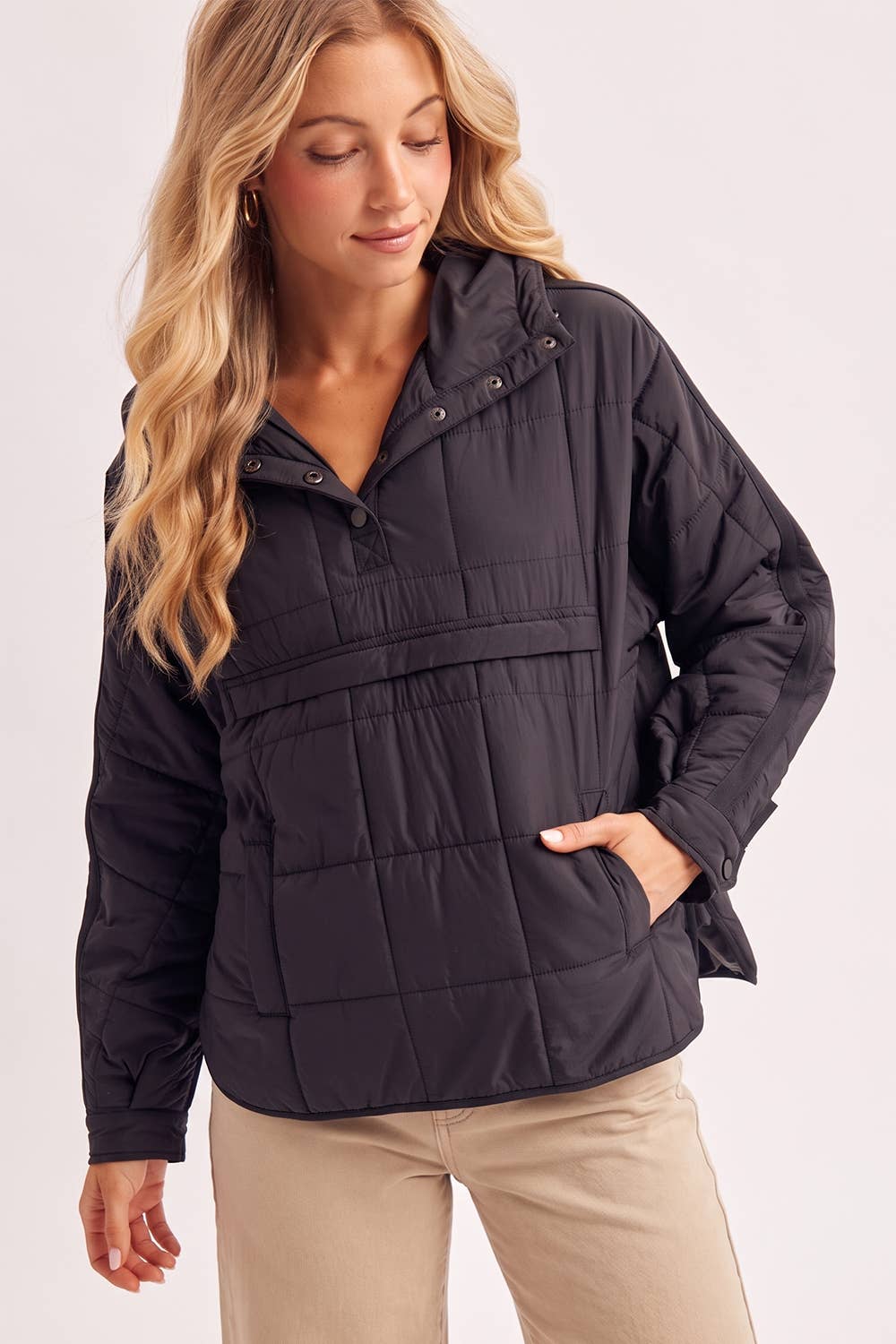 Quilted Hooded Pullover