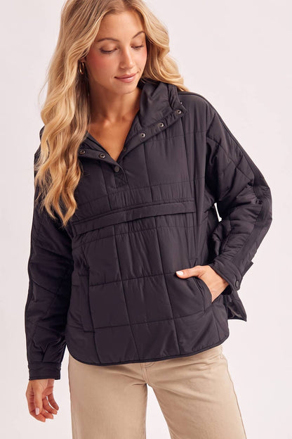 Quilted Hooded Pullover