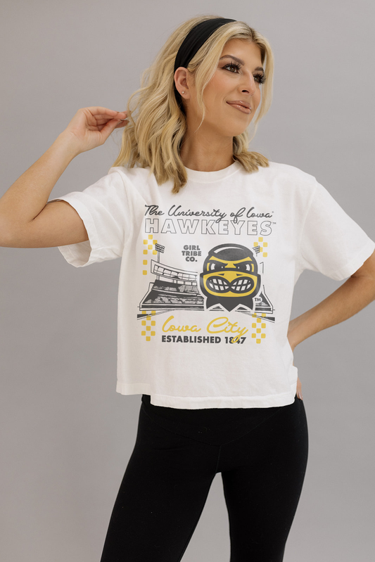 Hawkeyes Checkered Concert Crop Tee