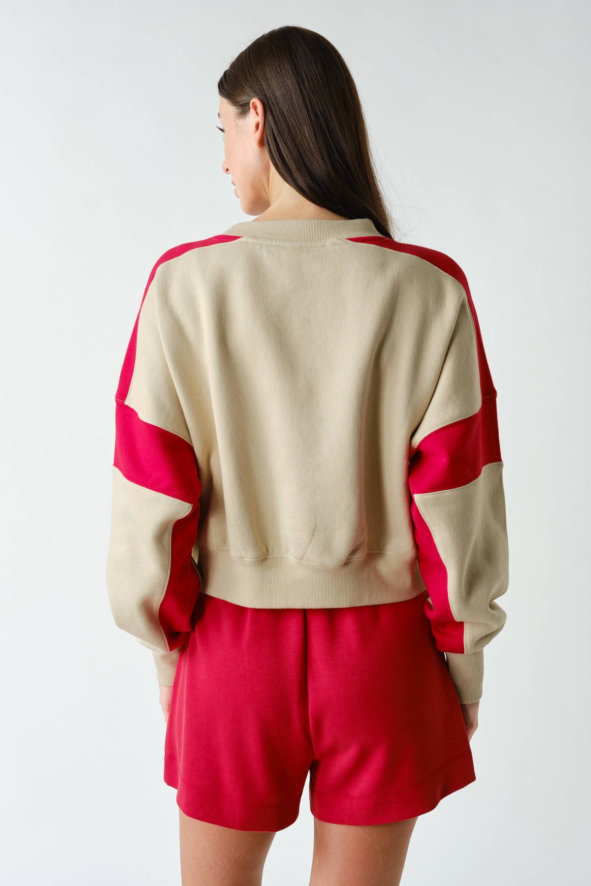 Contrast Edge Cropped Sweatshirt