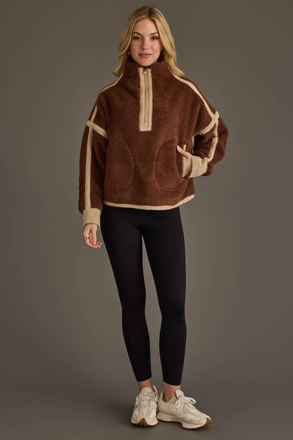 Brown & Tan Half Zip Sherpa