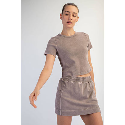 Mineral Washed Rib Crop Tee