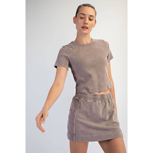 Mineral Washed Rib Crop Tee