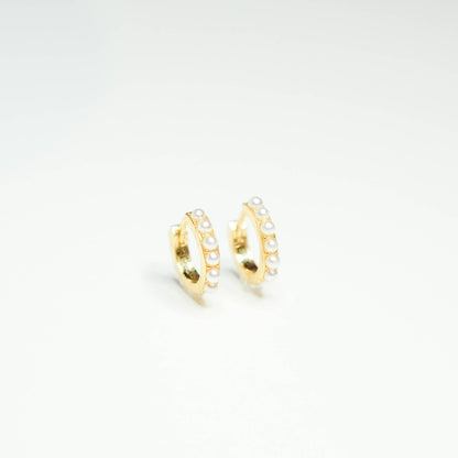 Dainty Pearl Studded Gold Huggies Earring
