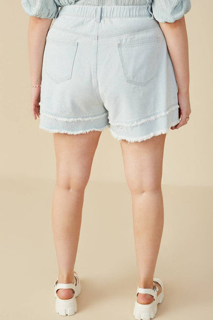 Fray Detail Hem Denim Shorts