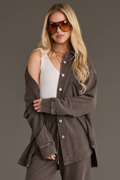 Cocoa Washed Soft Button Up