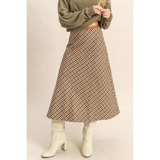 Checkered Midi Skirt