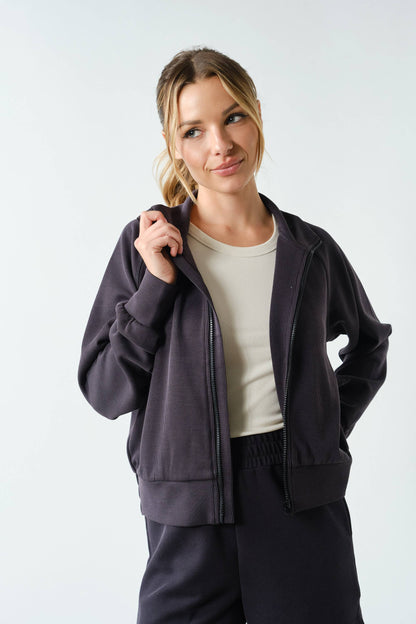 Luxe Sand Wash Rib Zip Jacket