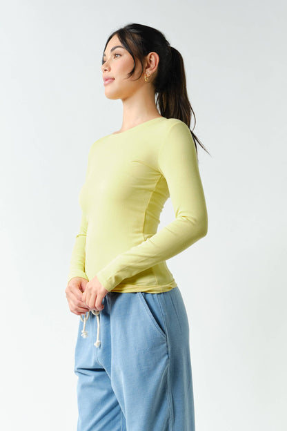 Essential Long-Sleeved Micro-Ribbed Athleisure Top